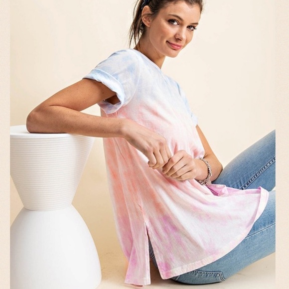 Sky Multi Color Cloud Tie Dye T-Shirts - Picture 1 of 8